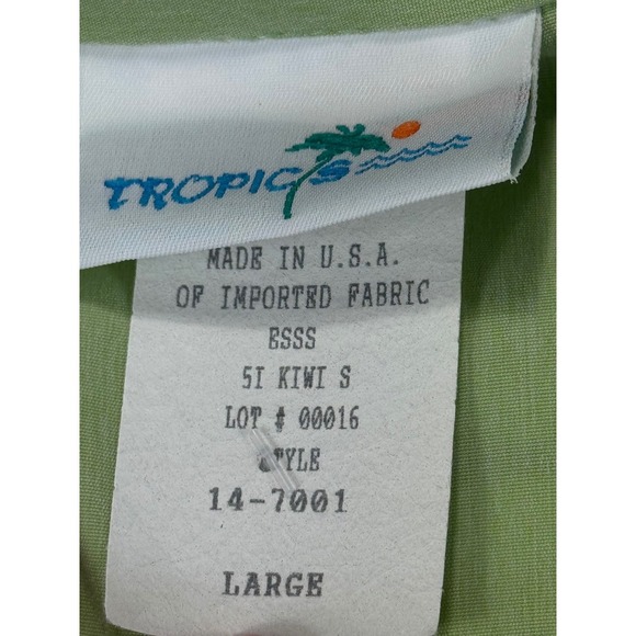 Tropics Kiwi Green Skirt Set Tank Top and Button Front Shirt Dress Large - Picture 6 of 16